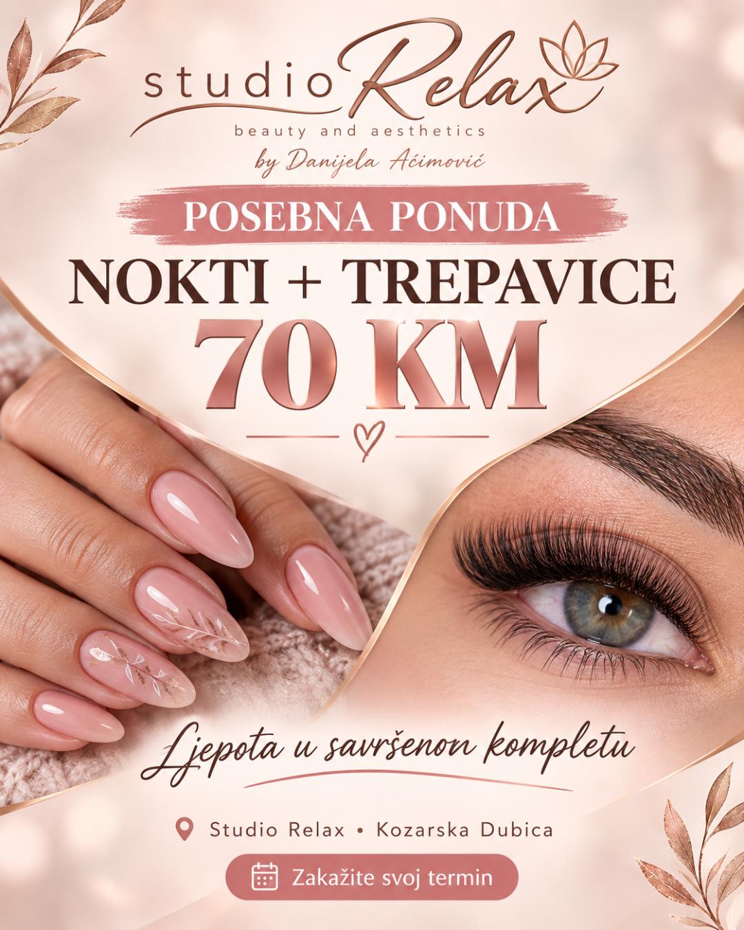 Nokti + trepavice - Studio Relax, Kozarska Dubica Nadogradnja trepavica Lice Nadogradnja trepavica, Kozarska Dubica, Centar