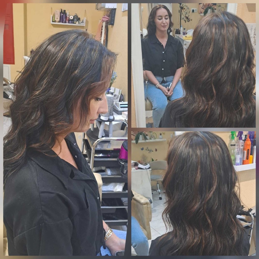 Povrsinski pramenovi na foliju + žensko šišanje + feniranje - srednje duga kosa - Poezija ljepote, Sarajevo Farbanje kose Frizerski saloni Farbanje kose, Sarajevo, Novo Sarajevo - Novi Grad