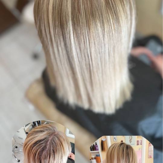 Poezija ljepote #sarajevo Farbanje kose Farbanje izrastka + žensko šišanje + feniranje na ravno -