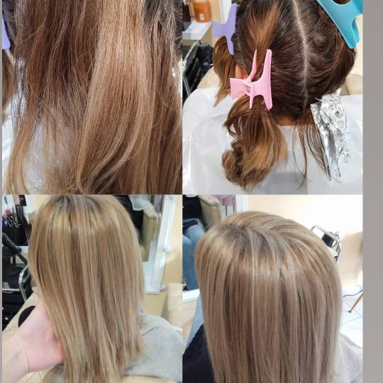 Poezija ljepote #sarajevo Farbanje kose Povrsinski Pramenovi na foliju + žensko šišanje + feniran