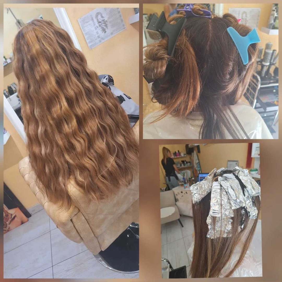 Povrsinski Pramenovi na foliju + žensko šišanje + feniranje - duga kosa - Poezija ljepote, Sarajevo Farbanje kose Frizerski saloni Farbanje kose, Sarajevo, Novo Sarajevo - Novi Grad