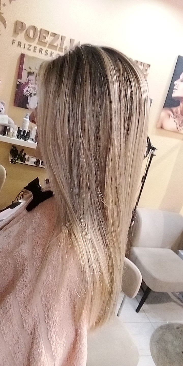 Povrsinski Pramenovi na foliju + žensko šišanje + feniranje - duga kosa - Poezija ljepote, Sarajevo Farbanje kose Frizerski saloni Farbanje kose, Sarajevo, Novo Sarajevo - Novi Grad