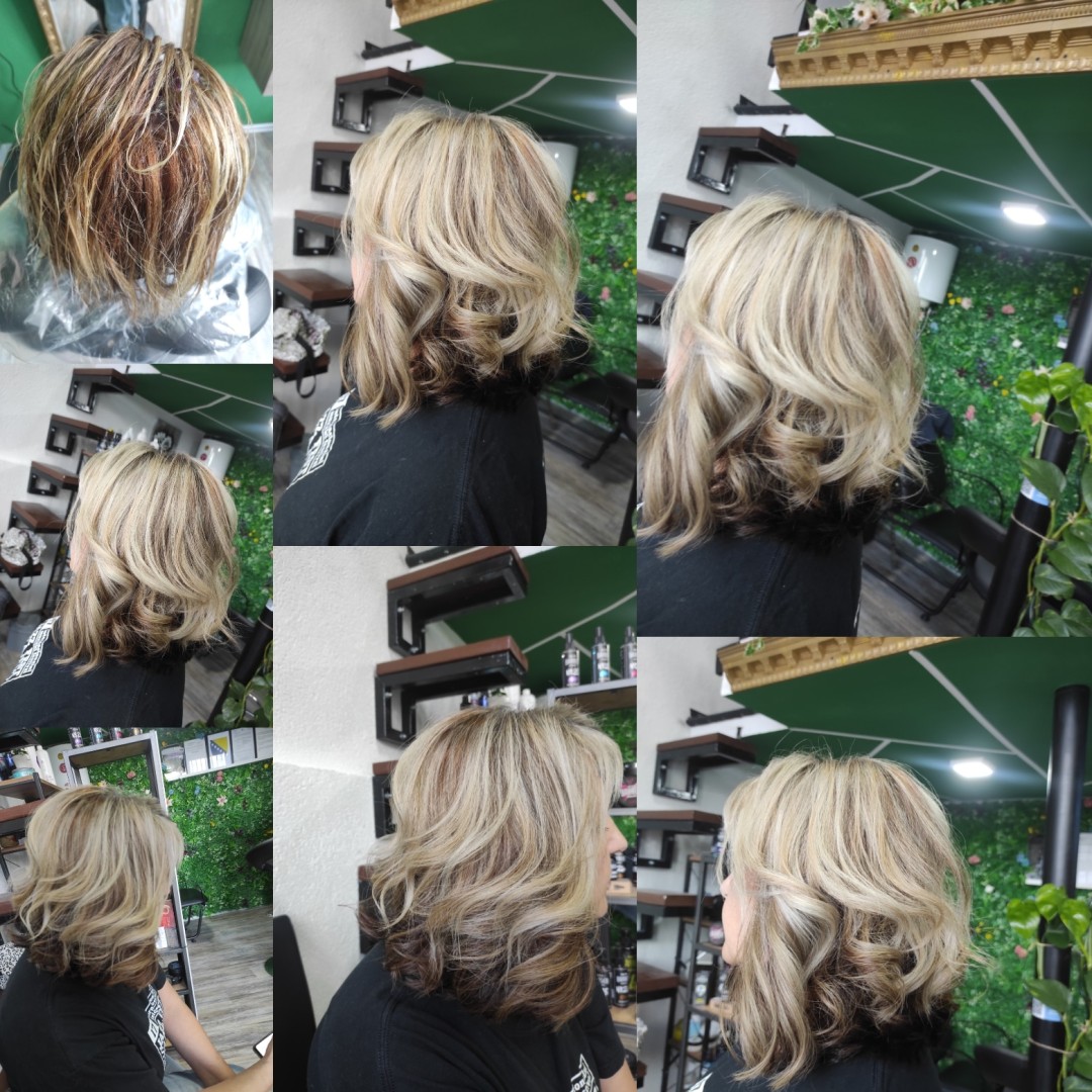 M&A #sarajevo Pramenovi Pramenovi na foliju + farbanje + pranje + šišanje + feniranje kose - kosa srednje dužine