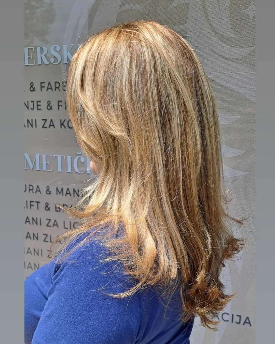 Povrsinski pramenovi na foliju + žensko šišanje + feniranje - srednje duga kosa - Poezija ljepote, Sarajevo Farbanje kose Frizerski saloni Farbanje kose, Sarajevo, Novo Sarajevo - Novi Grad
